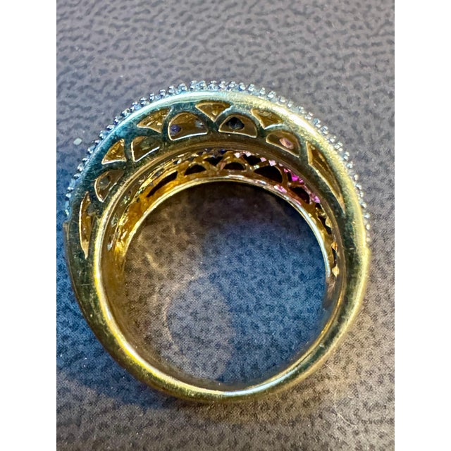 Natural Multi sapphire Blue, Pink Yellow Green Sapphire & Dia ring in 14k Gold For Sale - Image 10 of 18