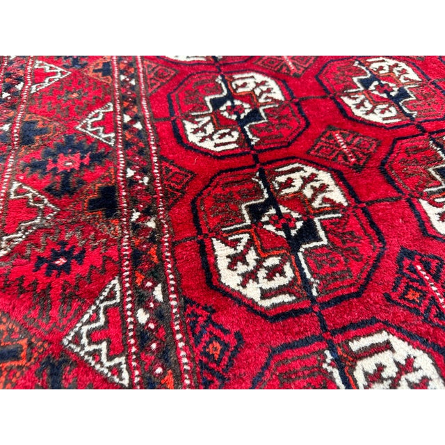 Red Bokhara Hand-Knotted Wool Rug - 5'8" X 3'4" For Sale - Image 10 of 13