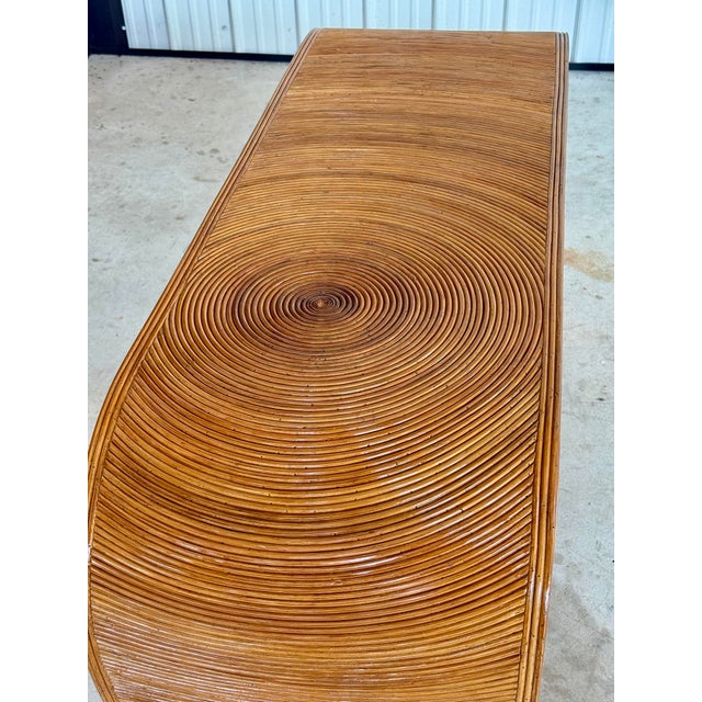 An elegant wave of texture and form, this Mid-20th Century console table is crafted in a sculptural Organic Modern...