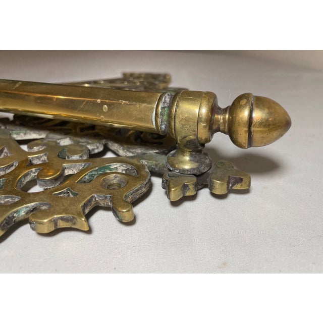 Large Antique 18th Century Handmade Brass Pivoting Wall Mount Hat Coat Rack Hook For Sale In New York - Image 6 of 12