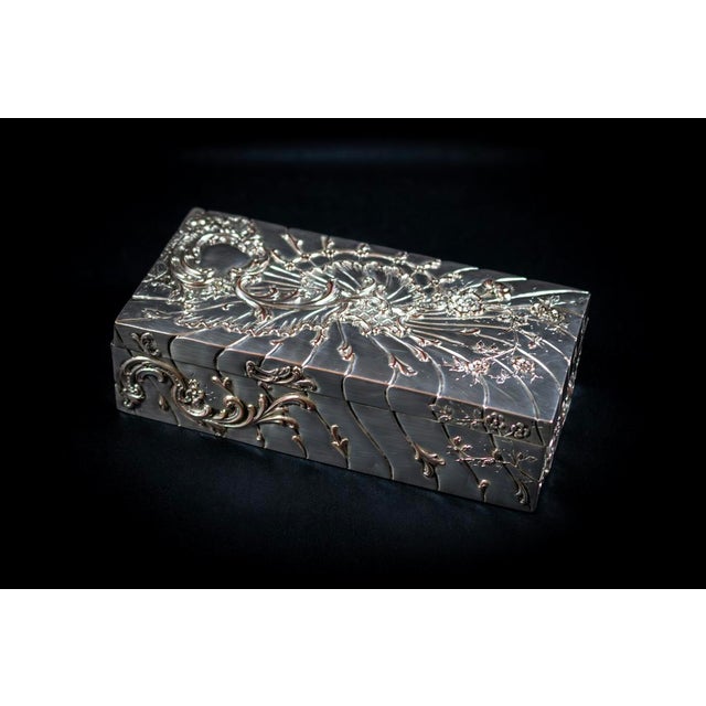 Rectangular Box in Repoussé Silver-Plated Metal by Victor Saglier, 1860 For Sale - Image 13 of 13