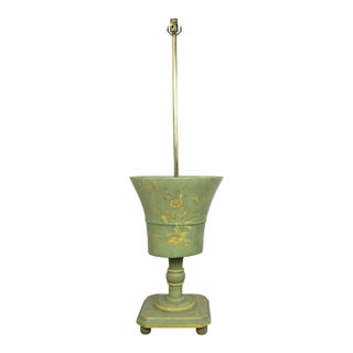 Vintage Hand Painted Chinoiserie With Flower Pot Shape Floor Lamp For Sale