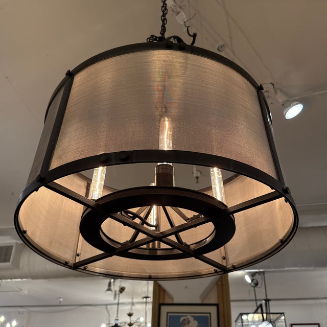 Restoration Hardware Riveted Mesh Round Chandelier For Sale In San Francisco - Image 6 of 12