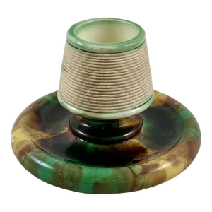 Wedgwood Green & Brown Tortoiseshell Glazed English Majolica Match Striker