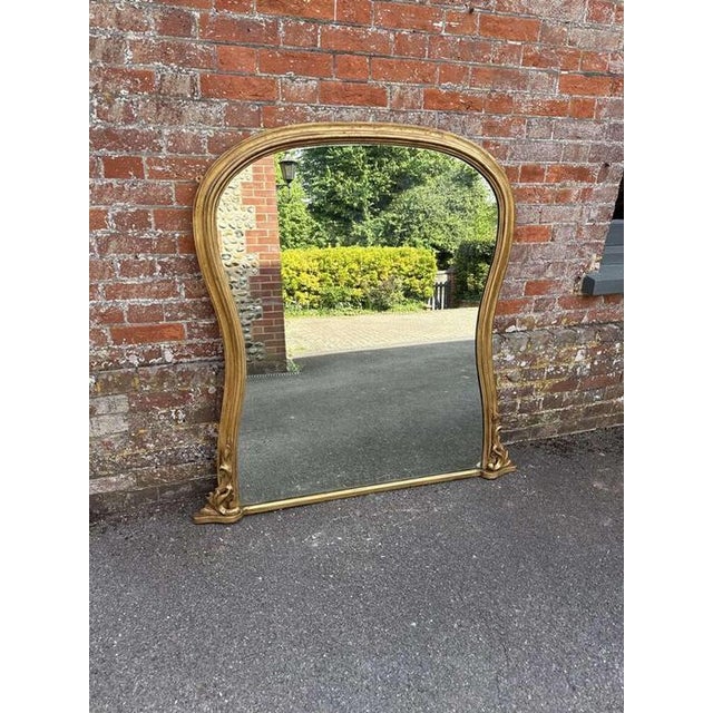 Large Antique English Gilt Hour Glass Framed Mirror, 19th Century For Sale - Image 6 of 7