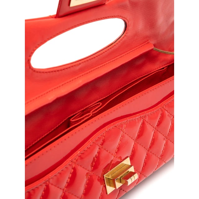 2008 Chanel 2.55 Reissue Patent Leather Elongated Quilted Baquette Clutch Shoulder Bag For Sale - Image 10 of 18