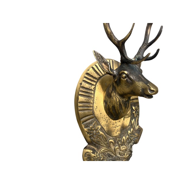 Brass Deer Wall Hook – Rustic Animal Head Hanger For Sale - Image 4 of 9