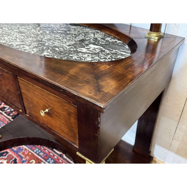 Antique Empire Style Dressing Table in Mahogany with Marble Top, 1800s For Sale - Image 12 of 18