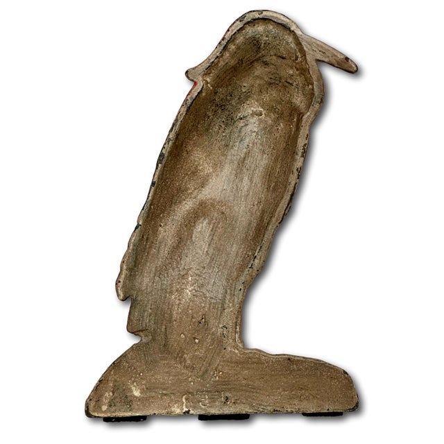 Outstanding & Rare Antique Beautifully Hand Painted Albany Foundry Cast Iron Heron Doorstop Circa 1920s For Sale - Image 15 of 18