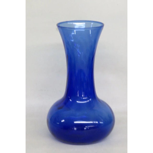 Glass Indiana Glass Illusions Style Cobalt Blue Optic Swirl Pattern Vase For Sale - Image 7 of 7