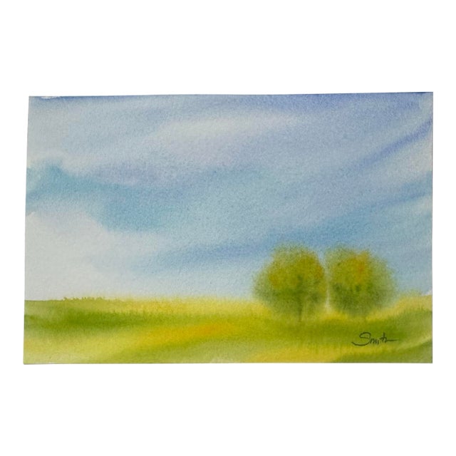 “Side by Side” Original Watercolor Landscape by Nancy Smith For Sale