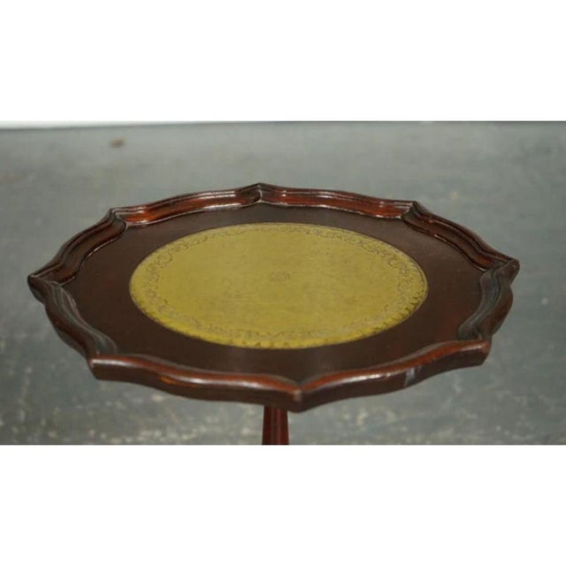 Vintage Green Leather Side Table with Tripod Feet For Sale - Image 5 of 13