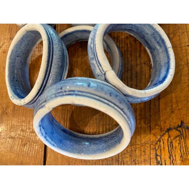 Vintage Handmade Hand-Painted Ceramic Napkin Rings- Set of 8 For Sale - Image 4 of 6
