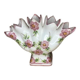 Vintage Jay Willfred Div Andrea Sadek Portugal Hand Painted 5 Finger Floral Footed Vase For Sale