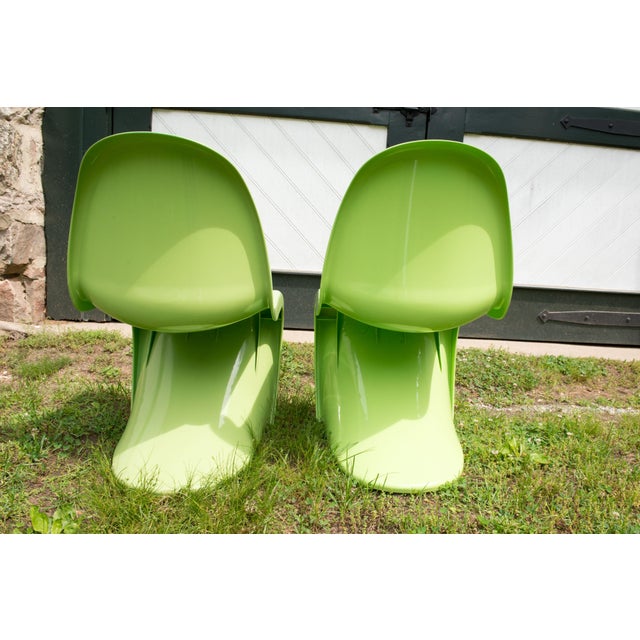 Panton Classic Chairs in Lime Green - A Pair For Sale - Image 9 of 13