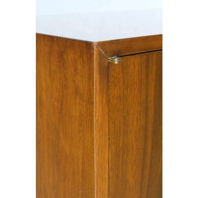 Mid-Century Modern Ebonized Base Walnut Three Doors Mid-Century Modern Credenza Console Cabinet For Sale - Image 3 of 13