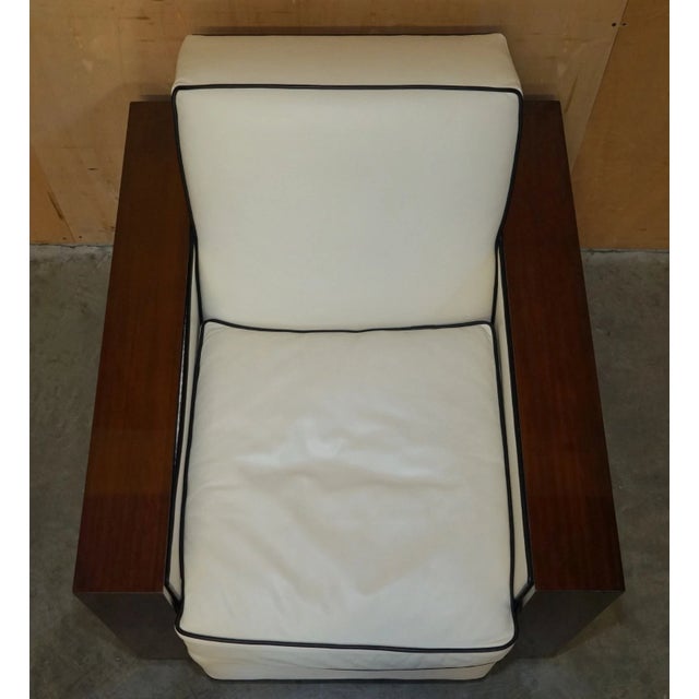 Ralph Lauren Pair of Ralph Lauren Modern Metropolis Cream Leather Club Armchairs For Sale - Image 4 of 16