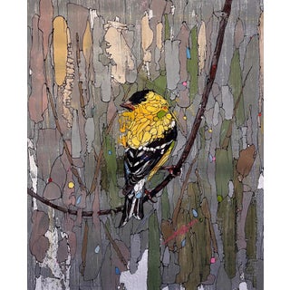 Goldfinch by Ifeoluwa Alade | Acrylic on canvas Yellow goldfinch perched on a branch. For Sale