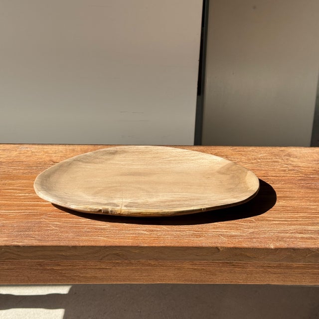 Brutalist Large Oval Beige Petrified Wood Trinket Tray, 1980s For Sale - Image 3 of 9