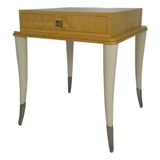 Italian Modern Side Table in Maple with Cream Lacquer and Chrome, 1980s For Sale