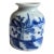 Antique Asian Chinese Brush Washer Ink Pot Porcelain Jar Hand Painted Blue & White For Sale