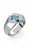 Metal Square-Cut Blue Topaz Architectural Silver Cocktail Ring, Size 7.5 For Sale - Image 7 of 8