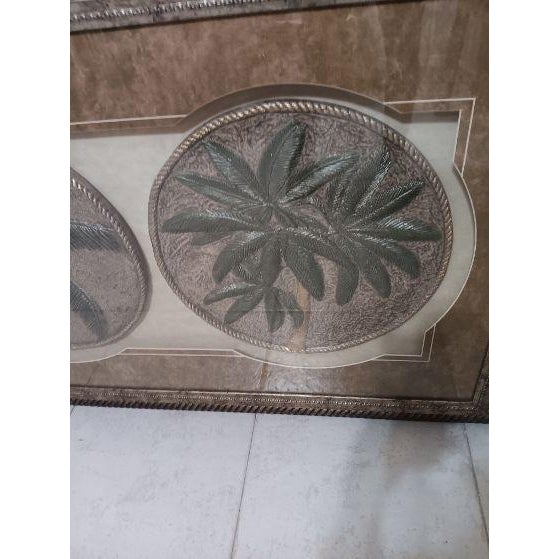 Coastal Framed Glass Tropical Palm Tree Wall Art Dual Circular Botanical Medallion For Sale - Image 3 of 5