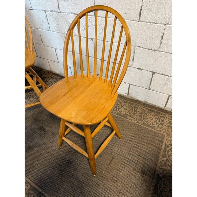 Pair of Vintage Spindle Back Windsor Swivel Barstools For Sale - Image 16 of 17