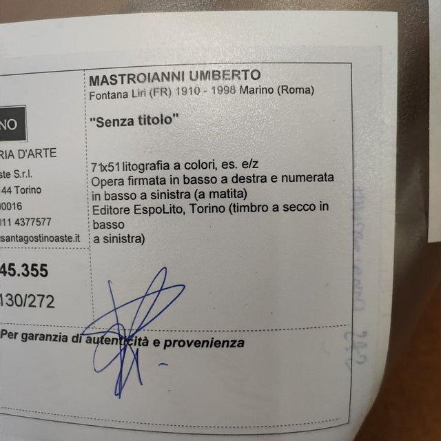 Umberto Mastroianni, Lithograph, Framed For Sale - Image 9 of 10