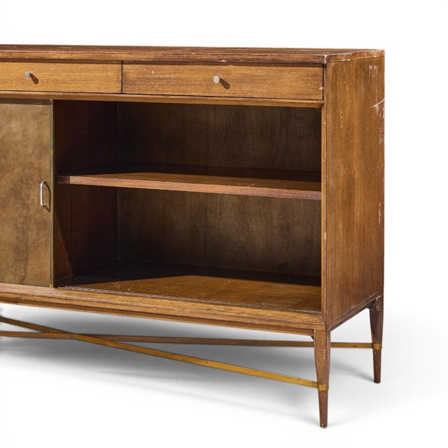 Paul McCobb for Calvin Mid Century Mahogany and Brass Credenza For Sale - Image 9 of 11