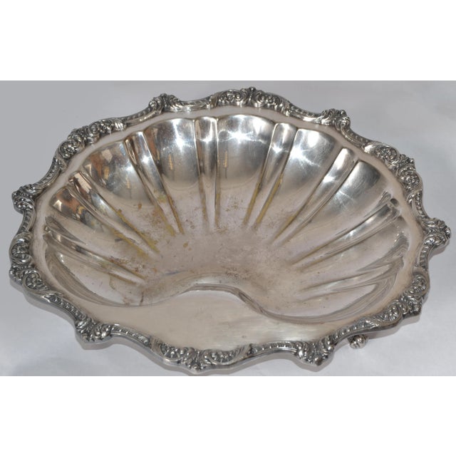 Poole Silver Co. Mid 20th Century Silver Plated Footed Clam Shell Bowl Old English by Poole For Sale - Image 4 of 12
