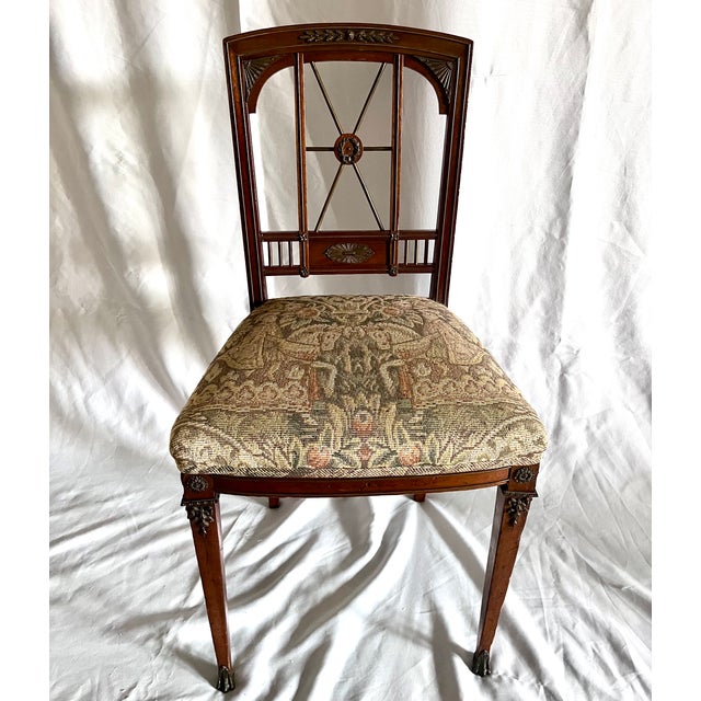 Traditional Antique Edwardian Neoclassical Mahogany Side Chairs With Brass Mounts - A Pair For Sale - Image 3 of 15