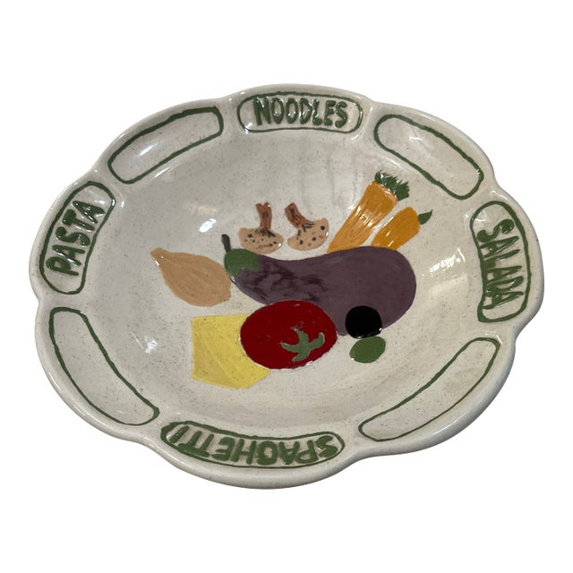 Large 1970s Ceramic Italian Style Pasta Serving Bowl For Sale