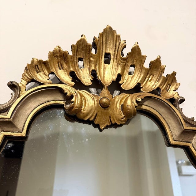 Antique Italian Gilded and Painted Rococo Style Mirror For Sale - Image 12 of 14