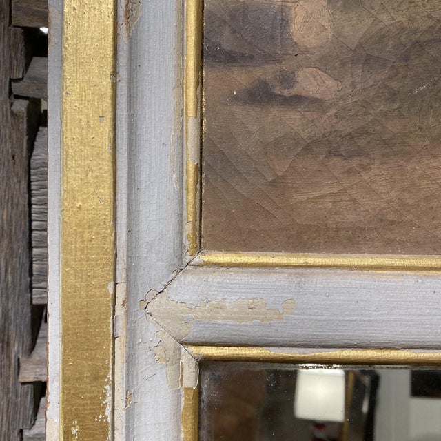 Italian trumeau mirror with oil on canvas. From Turin, Italy. 32ʺW × 2ʺD × 96ʺH