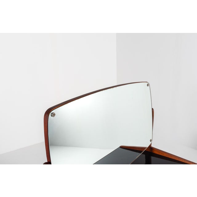 1960s Mid-Century Danish Teak Vanity Table with Black Glass Top, 1960s For Sale - Image 5 of 14