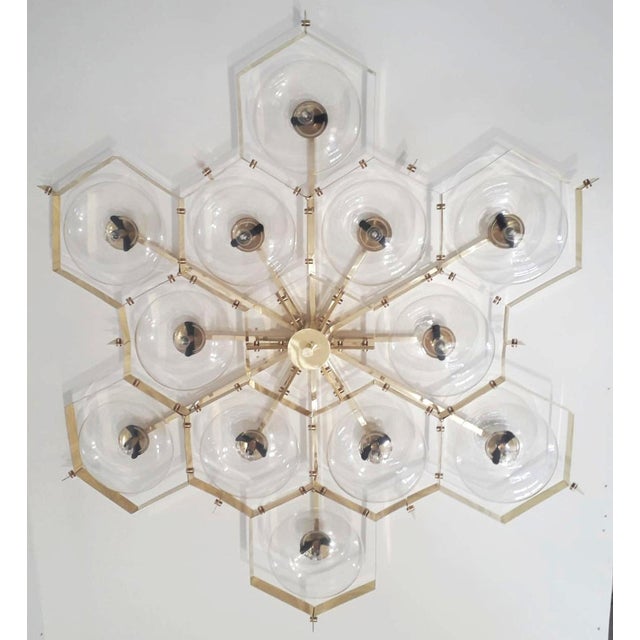 Fabio Ltd 21st Century Beehive Polished Brass Clear Murano Flush Mount by Fabio LTD For Sale - Image 4 of 7