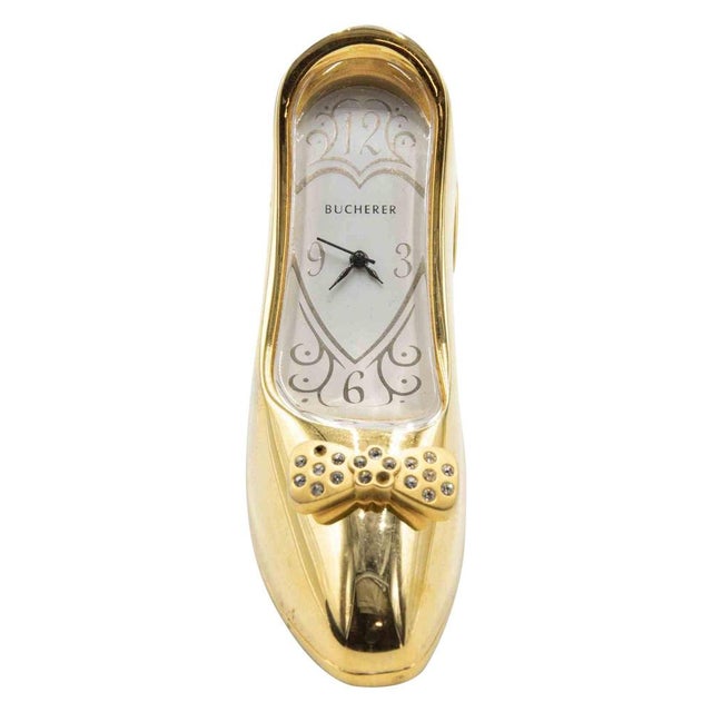 Metal Metal and Glass Shoe-Clock from Bucherer, Europe, 1970s For Sale - Image 7 of 7