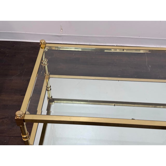 Circa 1970's Italian Brass Two Tiered Coffee Table For Sale - Image 10 of 12