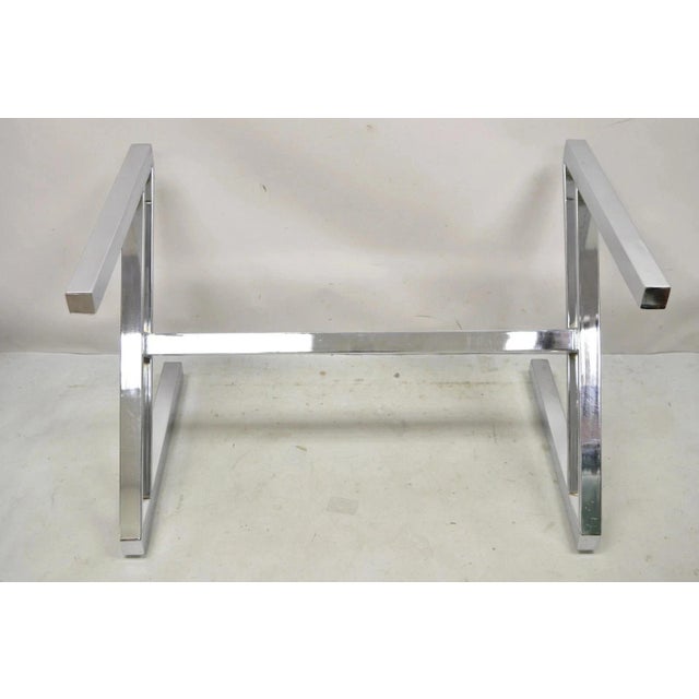 Vintage Mid Century Modern Chrome Frame Z Shaped Metal Desk Dining Table Base For Sale - Image 11 of 11