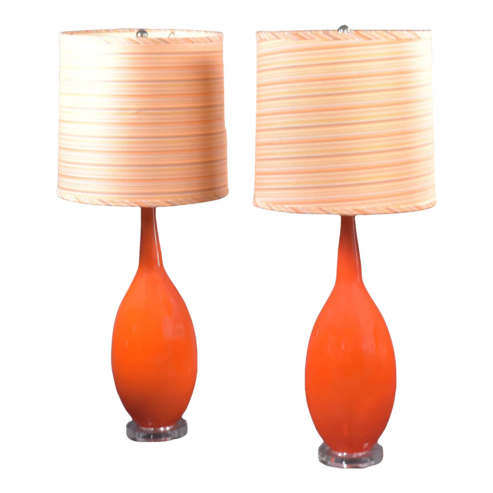 Pair of Vintage MidCentury Modern Orange on Lucite Table Lamps Chairish