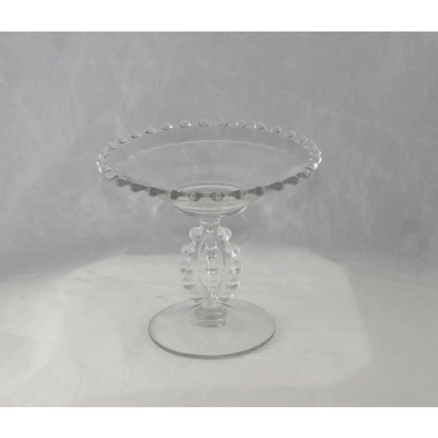 1930s Imperial Glass Candlewick Pattern Clear Crystal Tri Stem Compote Serving Dish For Sale - Image 10 of 10