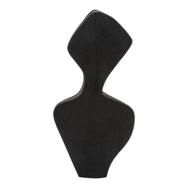 Modern Sculptural Vase in Black Shagreen by R&y Augousti For Sale