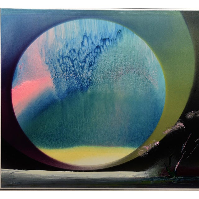 This captivating oil on paper painting by Memarian, titled "Cosmic Dawn," invites viewers to contemplate the mysteries of...