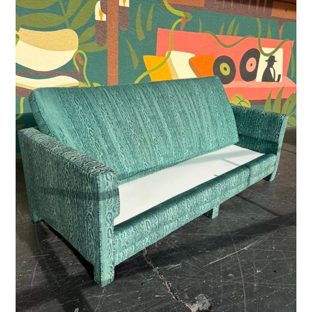Wood Postmod Parsons Moire Print Sofa For Sale - Image 7 of 9