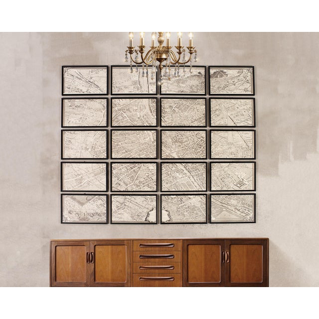 A dramatic, monumental set of 20 framed panels of the famed 1739 "Plan de Paris", after French magistrate Michel-Étienne...