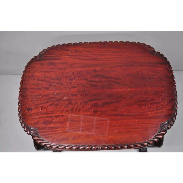 Early 20th Century Antique Chippendale Style Rope Carved Mahogany Ball and Claw Parlor Side Table For Sale - Image 5 of 10