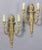 Pair of French style gilt two-light sconce, in the Maison Baques manner with 2 hunting horn arms, tapered torch form back...