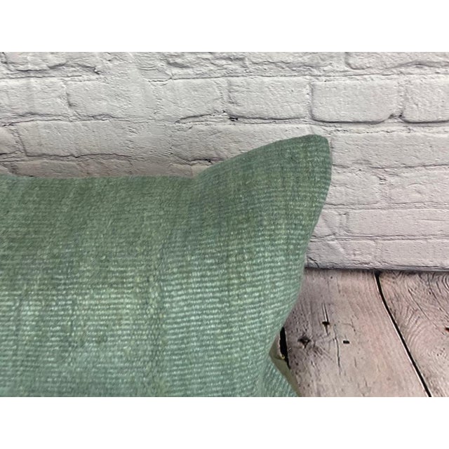 Turkish 16 x 24 Hemp Pillow Turkish Cushion Natural Spanish Green Pillow Cushion Cover For Sale - Image 3 of 4