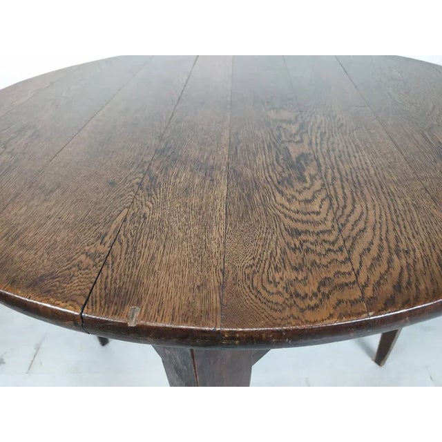 Wood Round Oak Farm Table For Sale - Image 7 of 13